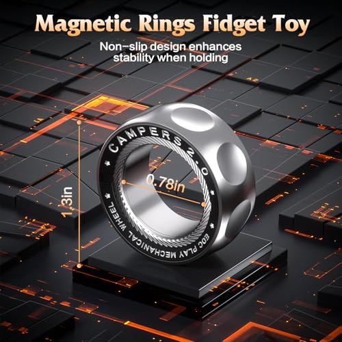 INNÃ”PLUS Upgrade Fidget Spinner for Stress Relief,Magnetic Fidget Spinner Rings with Rotating Sounds/Anti-Slip,Stainless Steel Ring Toy Stress Anxiety ADHD Relief Tool, Gifts for Adults and Teens - Image 2