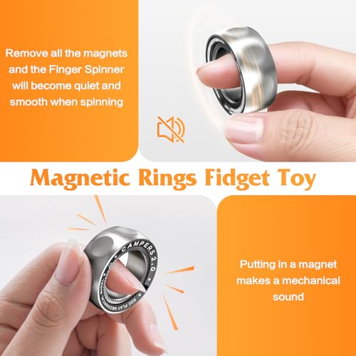 INNÃ”PLUS Upgrade Fidget Spinner for Stress Relief,Magnetic Fidget Spinner Rings with Rotating Sounds/Anti-Slip,Stainless Steel Ring Toy Stress Anxiety ADHD Relief Tool, Gifts for Adults and Teens - Image 5