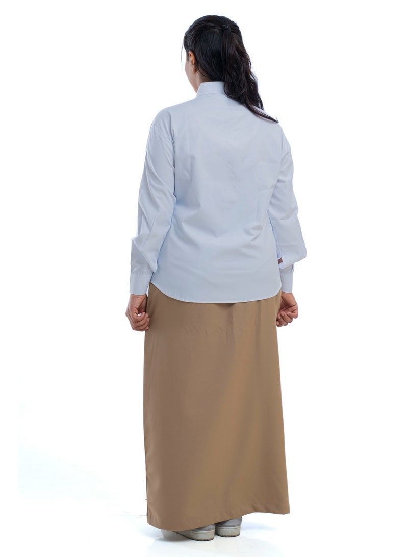 مريول لارا تنورة بيج مدرسية للمدارس الأهلية – زي مدرسي بناتي (قطعة واحدة) - Image 3