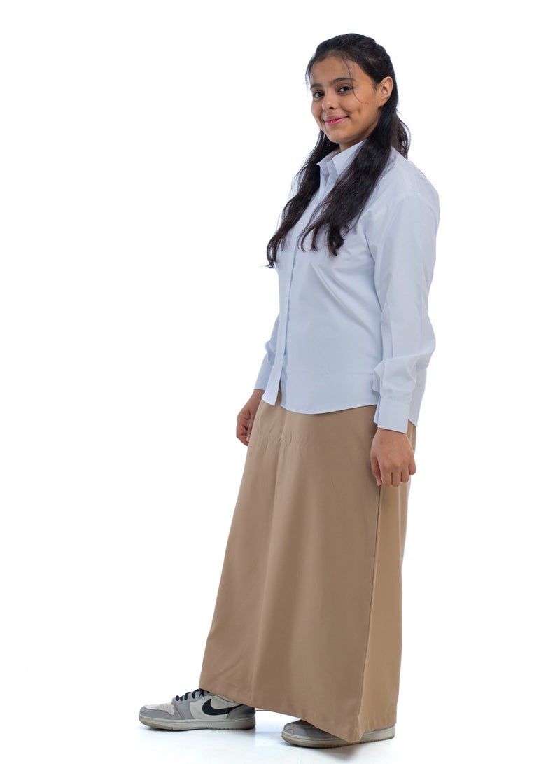 مريول لارا تنورة بيج مدرسية للمدارس الأهلية – زي مدرسي بناتي (قطعة واحدة) - Image 2