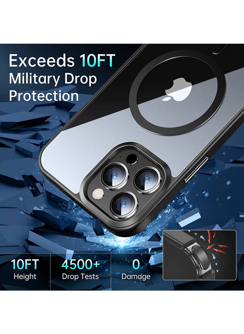 Generic Clear Hard PC Back Cover Soft Tpu Frame Shockproof Protective Slim Bumper Case Built in Magnets Compatible with MagSafe for iPhone 14 Pro Max Black  - Image 4