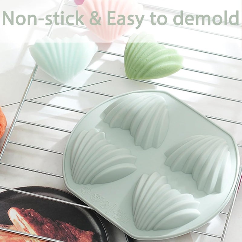 Fchil Heart Madeleine Pans for Baking, Set of 2, 8-Cavity Shell-Shaped Madeleine Cookies Molds, Nonstick Silicone Madeleine Muffin Pan for Oven Cupcake Jelly Pudding Ice Soap Candle - Image 3