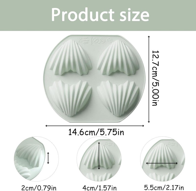 Fchil Heart Madeleine Pans for Baking, Set of 2, 8-Cavity Shell-Shaped Madeleine Cookies Molds, Nonstick Silicone Madeleine Muffin Pan for Oven Cupcake Jelly Pudding Ice Soap Candle - Image 2