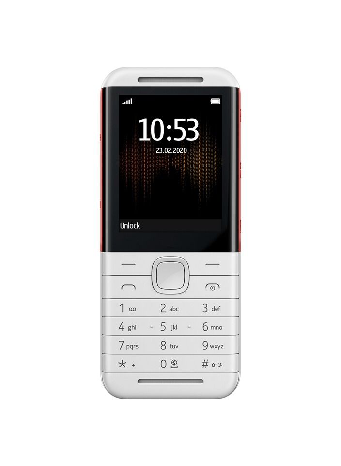 هاتف 5310 ثنائي الشريحة 4 جي 16 ميجابايت قوة الأداء وسعة التخزين مع تصميم فريد بالألوان ابيض