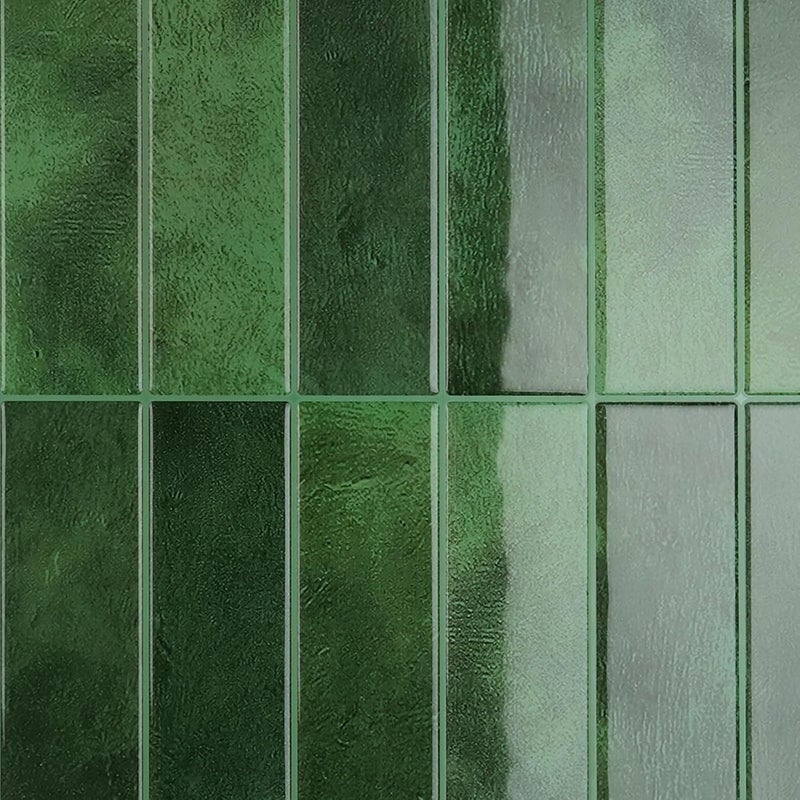 CRE8TIVE 4 Sheets Green Straight Linear Peel and Stick Backsplash Stick on Tiles for Kitchen Bathroom Green Wall Tile Stickers Waterproof 12"x12" Renter Friendly Self Adhesive Kitchen Backsplash Tiles - Image 1