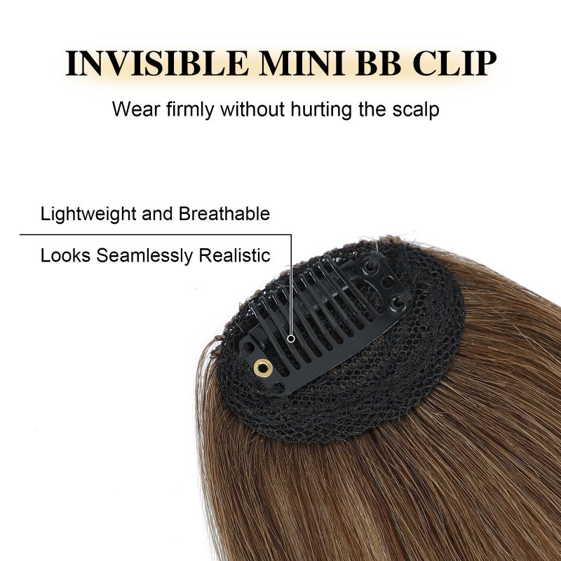 BOGSEA Clip in Bangs 100% Human Hair Bangs with Temples Bangs Hairpieces for Women Clip in Fake Bangs for Daily Wear (Light Brown, Wispy Bangs) - Image 5