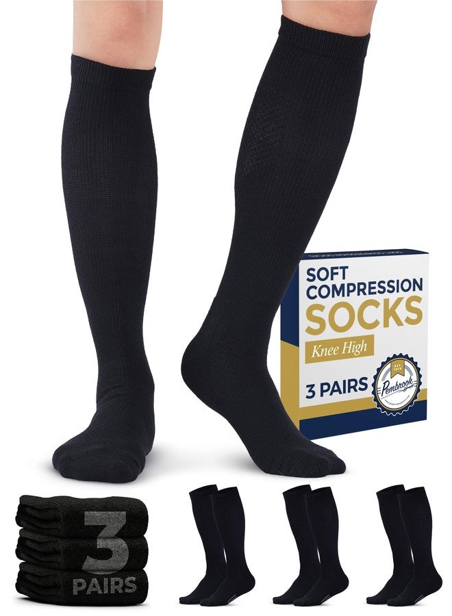 Pembrook Compression Socks for Men - 3 Pack | Graduated Compression Travel, Athletic, Work Socks | Support Socks for Men Black - Image 1