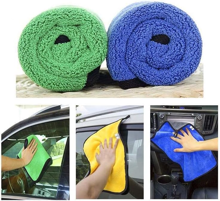 ZIBELL مناشف تنظيف السيارات من الألياف الدقيقة ZIBELL، مقاس 30x40 سم، 800 GSM، عبوة من 6 قطع، متنوعة، متعددة الألوان، فائقة النعومة، مزدوجة الجوانب للتفصيل الدقيق للسيارات - Image 3