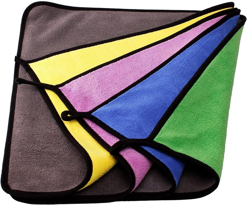 ZIBELL مناشف تنظيف السيارات من الألياف الدقيقة ZIBELL، مقاس 30x40 سم، 800 GSM، عبوة من 6 قطع، متنوعة، متعددة الألوان، فائقة النعومة، مزدوجة الجوانب للتفصيل الدقيق للسيارات - Image 4