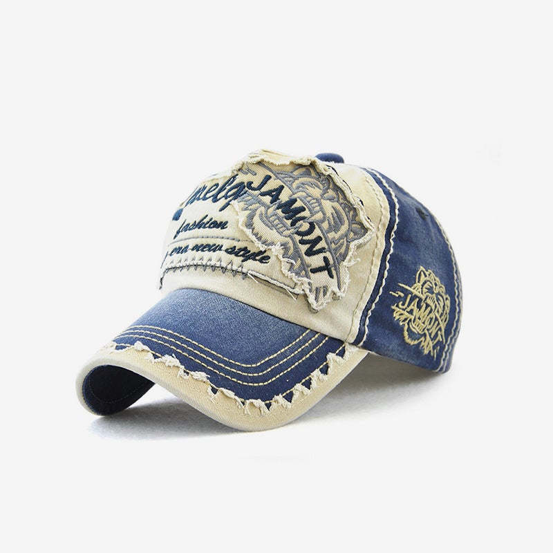Baseball Cap Unisex Washed Embroidered Curved Brim Couple Hat