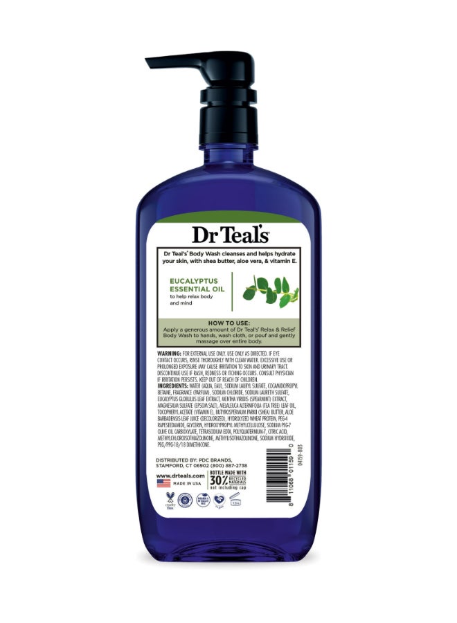 Dr Teal's Pack Of 2 Epsom Salt Body Wash with Eucalyptus & Spearmint for Relax & Relief - Ultra-Moisturizing Formula Soothes Aching Muscles & Revitalizes Skin 710ml x 2 - Image 2