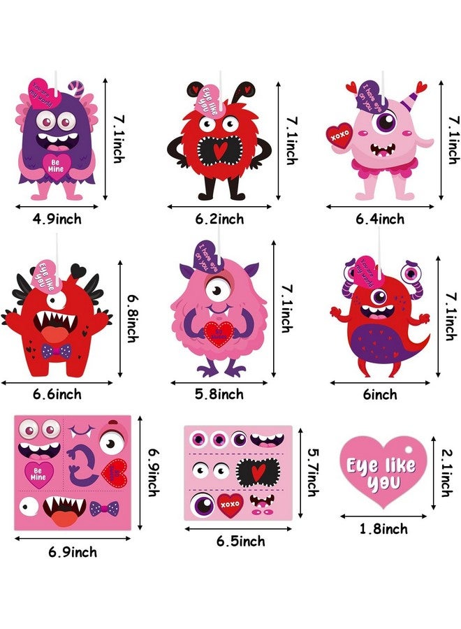 Haooryx Valentine's Paper Craft Kits - 30Pcs DIY Monster Paper Hanging Ornaments Make Your Own Valentine's Day Exchange Gift Card Decorations Kids Home Decor Classroom Mix Match Art Handcraft Supplies - Image 2