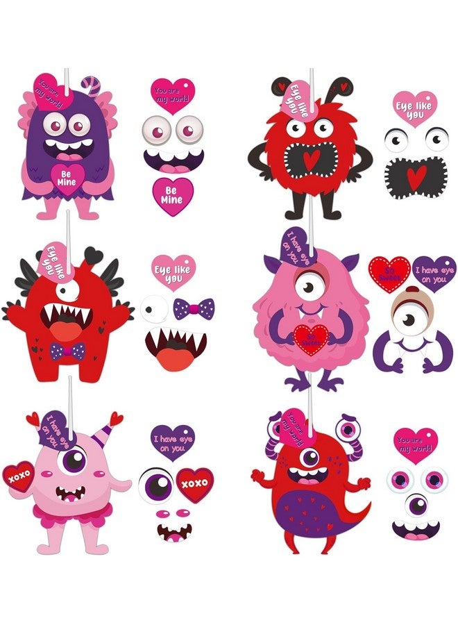 Haooryx Valentine's Paper Craft Kits - 30Pcs DIY Monster Paper Hanging Ornaments Make Your Own Valentine's Day Exchange Gift Card Decorations Kids Home Decor Classroom Mix Match Art Handcraft Supplies - Image 1