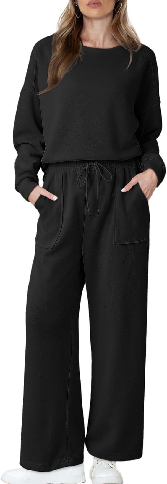 2024 Cross-border European and American Foreign Trade Womens Two-piece Long-sleeved Jacket Casual Elite Waist Wide-leg Pocket Trousers suit Apricot - Image 4