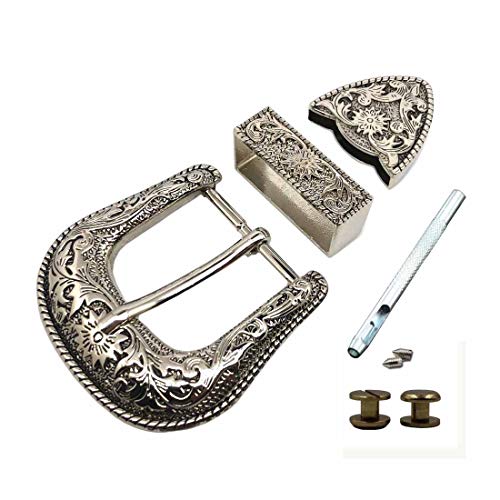 ToSSme Western Cowboy Buckle 38MM Antique Silver Belt Buckle Set 1.1/2" Wide Men's Buckle - Image 1