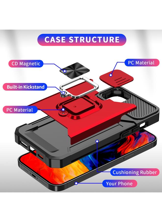 S-TOP Case For iPhone 14 Sliding Camshield Card Slot Ring Kickstand Phone Case - Image 3