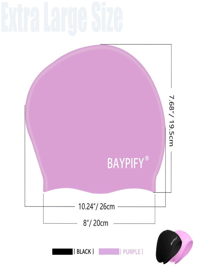 Baypify 2 Pack Swim Cap for Long Hair, Silicone Swimming Cap for Adult Women Men, Waterproof Swim Hats to Keep Hair Dry,20% Extra Space, Anti-Slip Particles on the Inner - Image 4