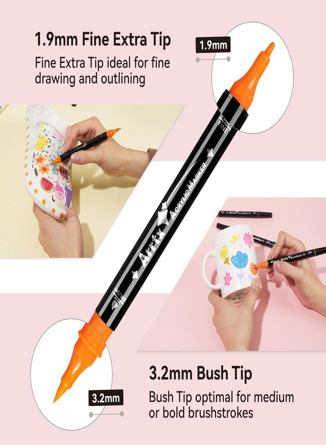 Arrtx Acrylic Markers 64 Colors, Dual Tip Acrylic Paint Markers, Waterproof, Non-Toxic, Acrylic Paint Pens for Rock Painting, Wood, Ceramic, Glass, Canvas, DIY Crafts - Image 2