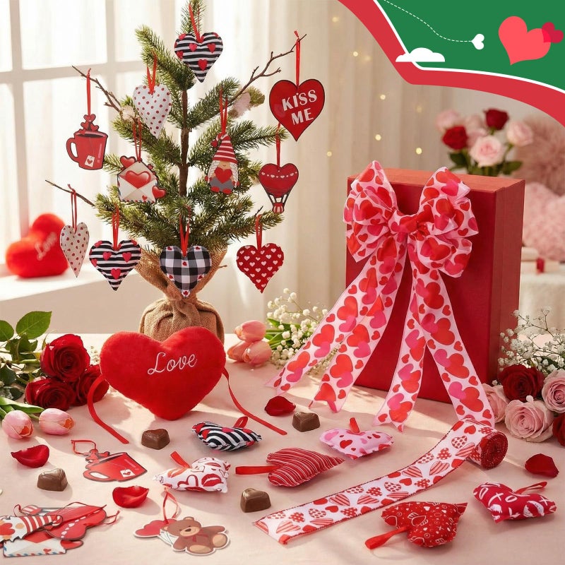 Halfchet 46 Pcs Valentine's Day St. Patrick's Day Tree Decorations Hanging Ornaments Shamrock Hats with Round Gold Coins Heart-Shaped Tree Ornaments for Irish St. Patrick's Party Decor - Image 4