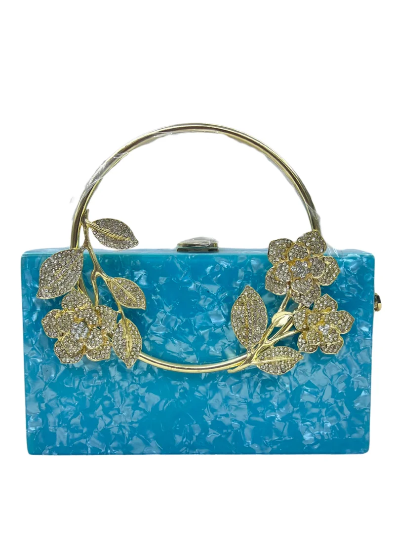 Harsha's Glam Clutches Square Crystal Resin Clutch