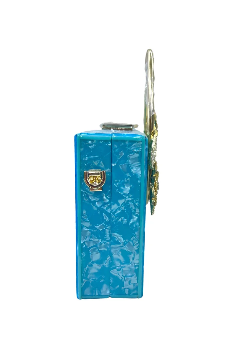 Harsha's Glam Clutches Square Crystal Resin Clutch