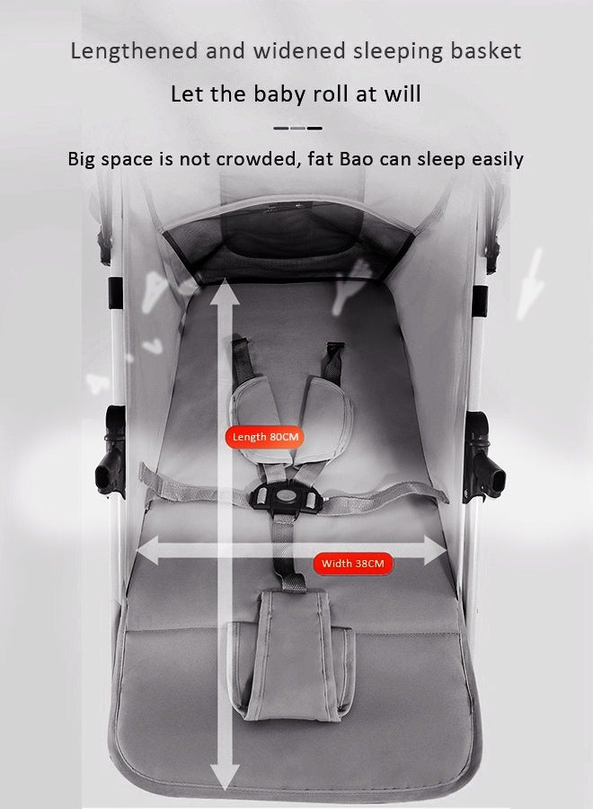 كيديليو عربة أطفال خفيفة الوزن للسفر مع ركوب أكثر سلاسة وطي مدمج وسلة تخزين كبيرة جدًا باللون الرمادي - Image 3