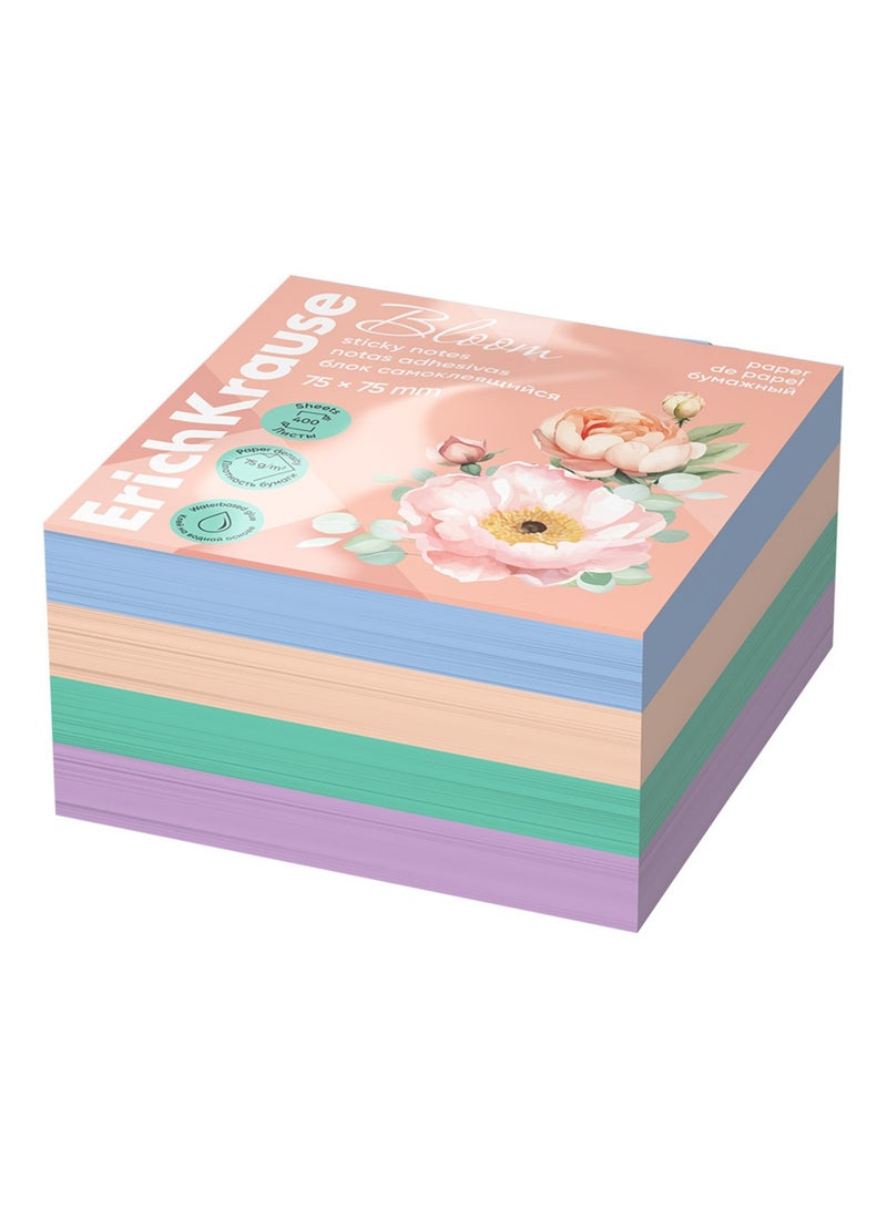 ErichKrause 400-Sheet Sticky Notes 75x75mm Size Assorted Pastel Colours
