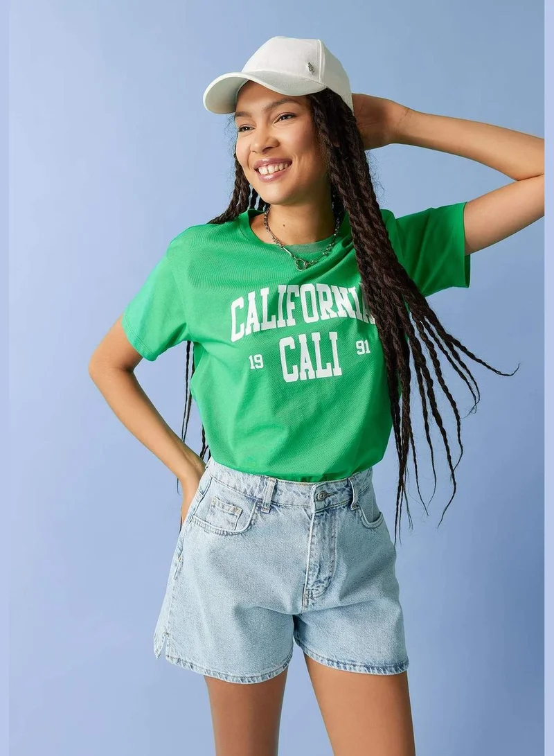 DeFacto Woman Crew Neck Knitted Short Sleeve T-Shirt