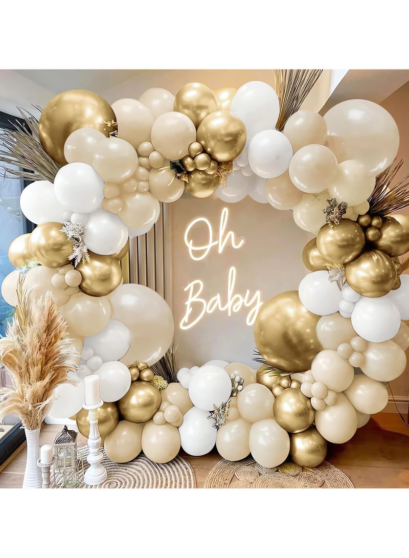 Sand White Balloon Arch Kit,106Pcs White Sand and Gold Balloon Garland Kit with Nude Balloon,Cream Balloon,White Gold Balloon Arch for Birthday Party Decoration,Baby Shower,Boho Wedding,Anniversary - Image 1