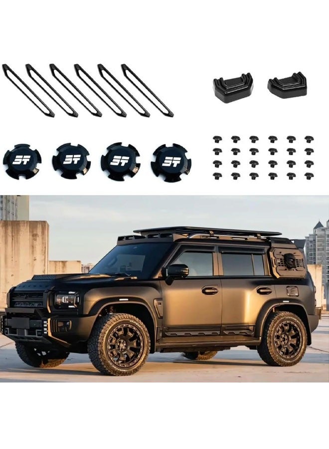 Generic Matte Black Roof Rack, Wheel Covers, Bumper Hooks Compatible with Jetour T2 2023-2025 Models [36 decorative  - Image 1