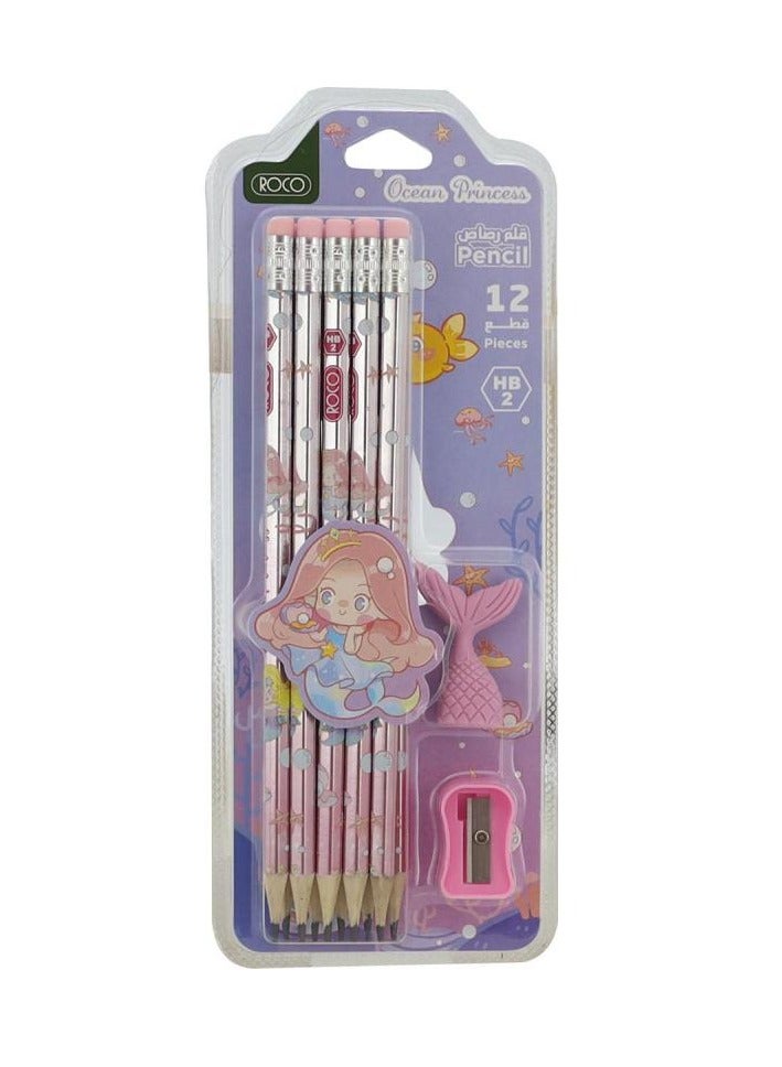 ROCO مجموعة أقلام رصاص HB2 عدد 12 - أميرة المحيط
