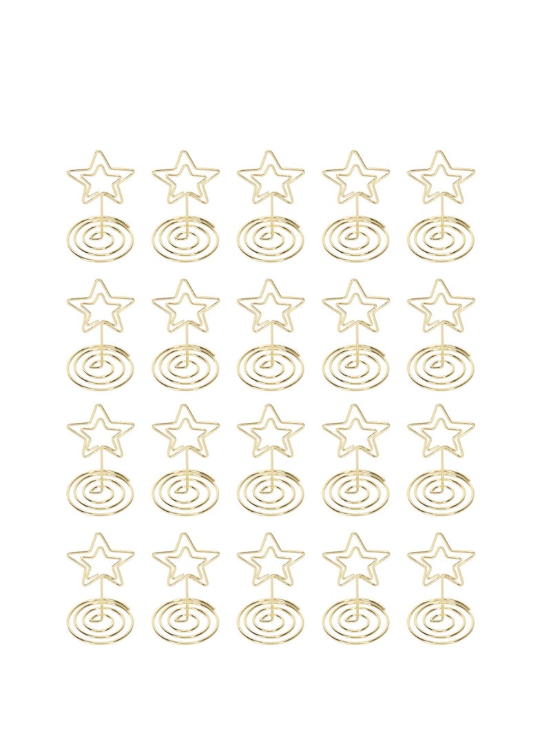 Velaurs 20PCS Small Five-Pointed Star Business Card Holder, Creative Note Holder, Gold Photo Holder  - Image 1