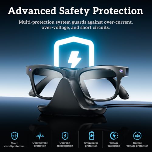 DUXICEPIN Charging Stand for Ray-Ban Meta Smart Glasses Gen 1 & Gen 2, Portable Charging Dock Compatible with Wayfarer Headliner Skyler, Meta Glasses Accessories with 2.13 ft USB-C Cable - Image 2