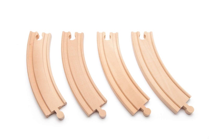 maxim enterprise, inc. Curved Wooden Train Track Set, 6" Curved Railway Track for Toy Train, Expansion Track Pack Compatible with Thomas & Friends, Brio Train Sets & Major Brand Wooden Railway, 4Pcs - Image 2