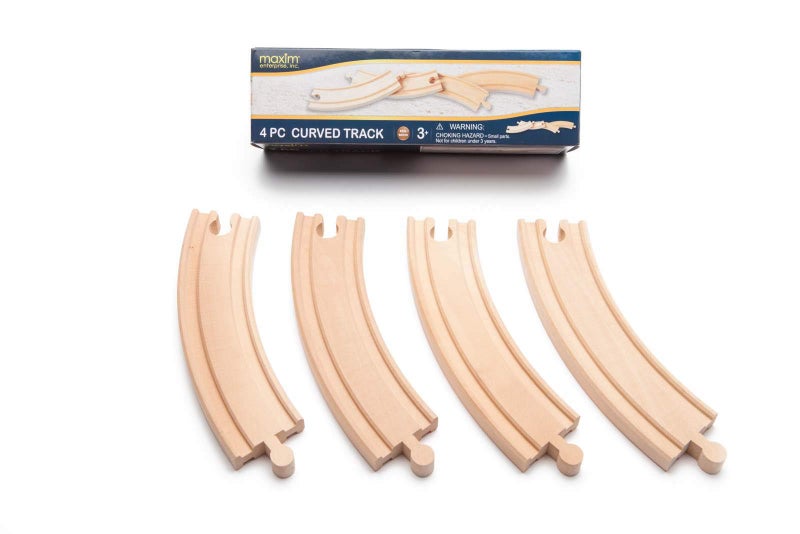 maxim enterprise, inc. Curved Wooden Train Track Set, 6" Curved Railway Track for Toy Train, Expansion Track Pack Compatible with Thomas & Friends, Brio Train Sets & Major Brand Wooden Railway, 4Pcs - Image 3
