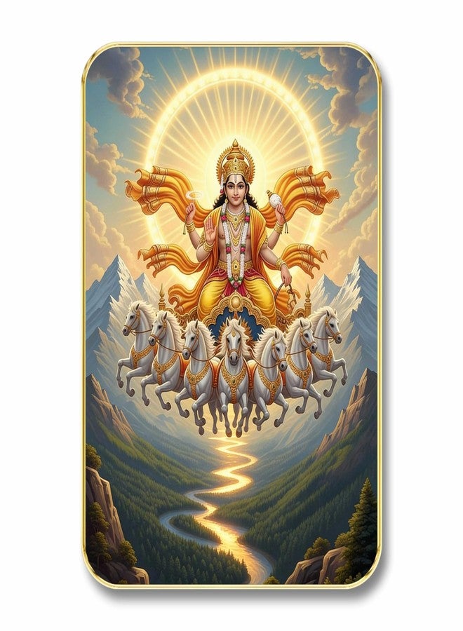 اس اي اف لوحة جدارية رائعة من SAF Divine Surya Dev مع حامل طاولة وفتحة للتعليق على الحائط | لوحة فنية فاخرة من خشب MDF تصور إله الشمس وسبعة أحصنة، مناسبة لتزيين غرفة المعيشة أو المكتب أو المنزل، هدية مثالية - Image 1
