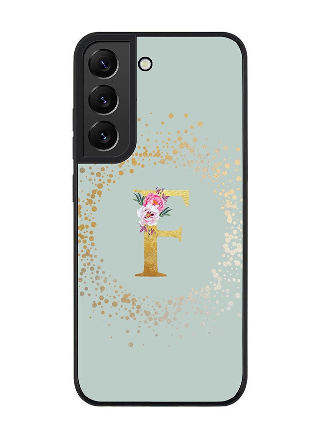 Stylizedd Rugged Black edge case for Samsung Galaxy S21 FE 5G Slim fit Soft Case Flexible Rubber Edges TPU Gel Thin Cover - Custom Monogram Initial Letter Floral Pattern Alphabet - F (Light Grey) - Image 1