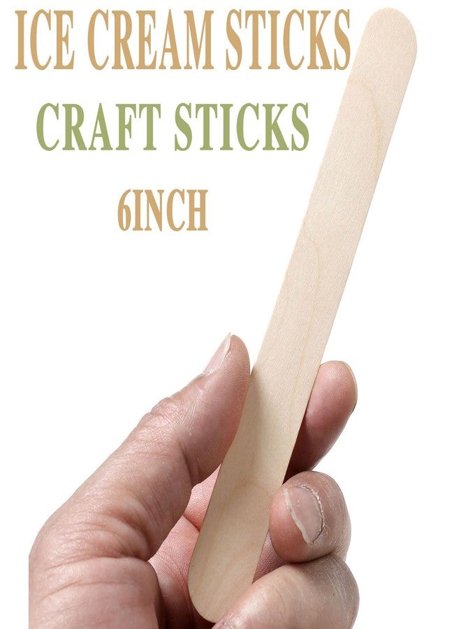 Borogo 150 Pcs Craft Sticks Ice Cream Sticks, Borogo 6" x 3/4" Sticks Natural Wood Popsicle Craft Sticks Treat Sticks Ice Pop Sticks for DIY Crafts - Image 3
