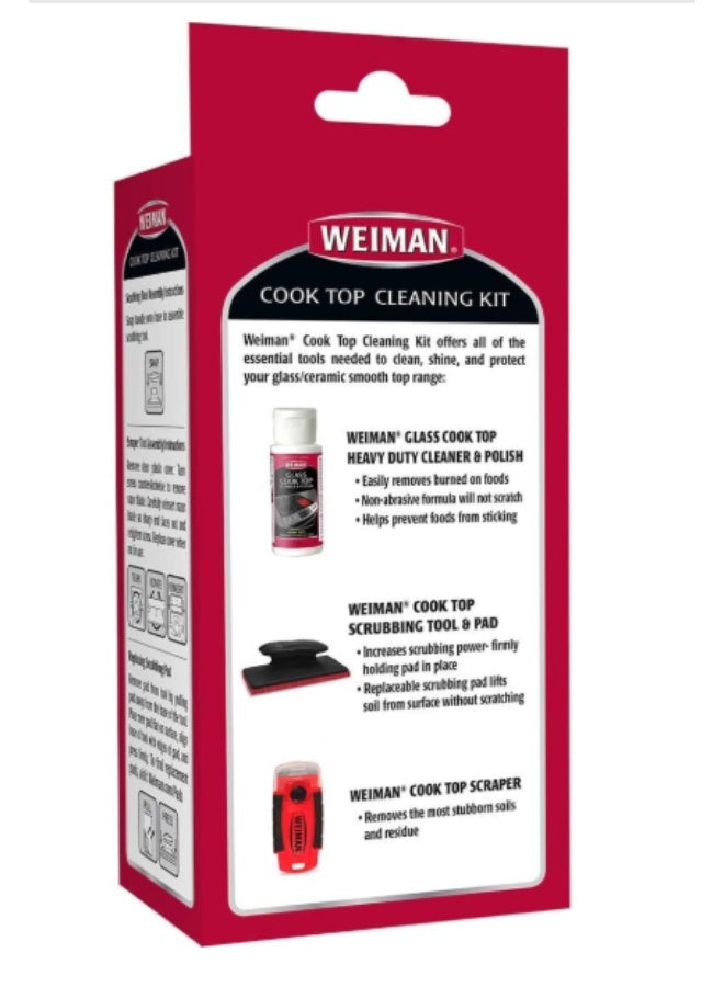 Weiman Complete Glass & Ceramic Cooktop Cleaning Kit - Includes 2oz Cleaner, Scraper, and Scrubbing Pad - Image 2