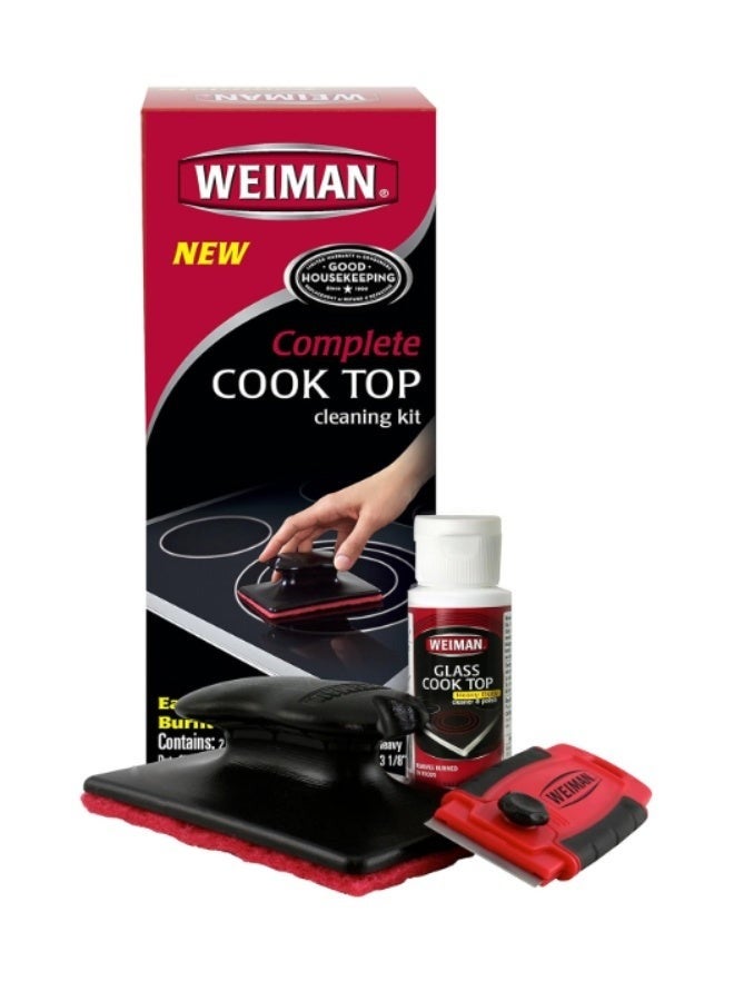 Weiman Complete Glass & Ceramic Cooktop Cleaning Kit - Includes 2oz Cleaner, Scraper, and Scrubbing Pad - Image 1