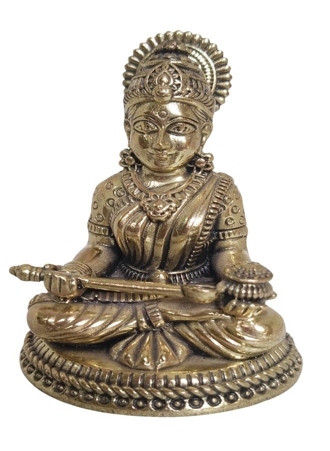 BEXCO Hindu Goddess Annapurna fine Detailing Brass Statue, Annapoorna Annapurneshwari Goddess of Food Anapurna Devi Murti Idol (2.5 inch) - Image 4