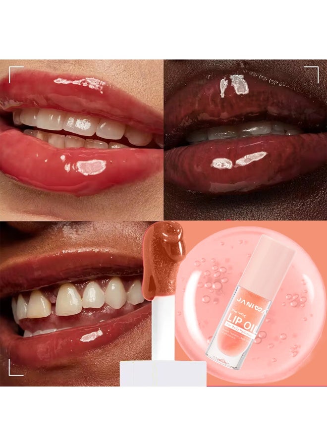 JANIWA Hydrating Lip Oil Gloss with Sweet Cherry Seed Olive Oil and Vitamin E Lightweight Non Sticky Lip Care for Daily Use Peach Nude - Image 2