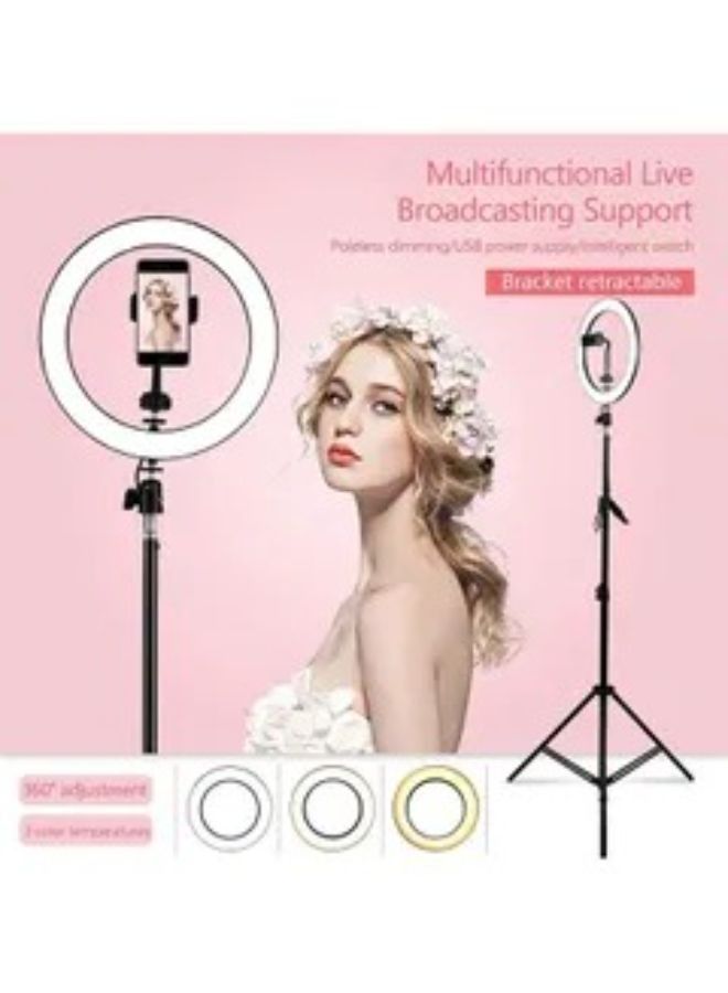 حلقة إضاءة LED مقاس 12 بوصة مع حامل ثلاثي القوائم وحامل للهاتف أسود - Image 3