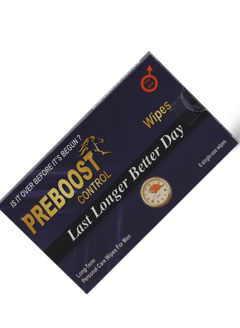 Preboost Control Wipes for Men - 6 Wipes