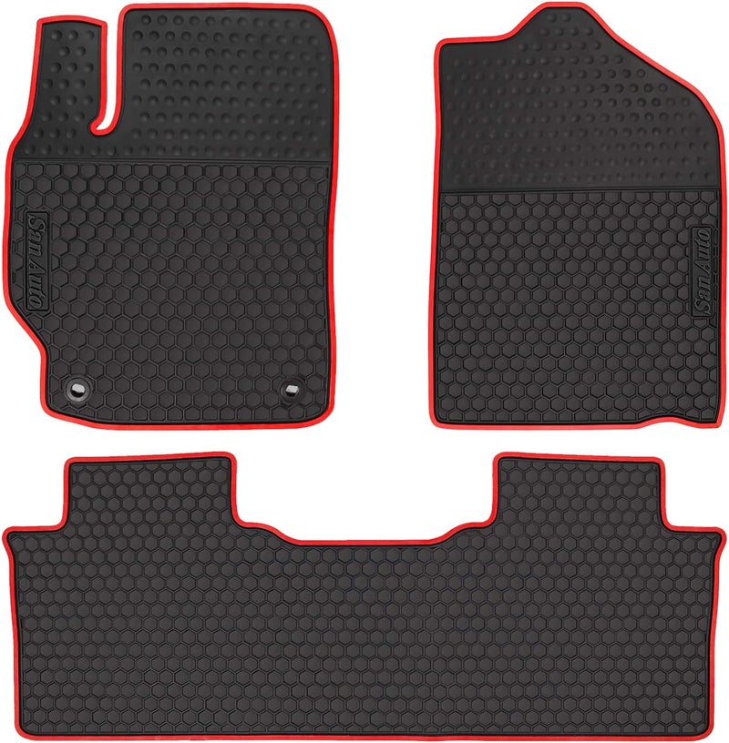 SAN AUTO HD-Mart Car Rubber Floor Mat for Toyota Camry 7th 2012-2013-2014-2015-2016-2017 Custom Fit Black Red Rubber Car Floor Liners Set All Weather Protection Heavy Duty Odorless - Image 1