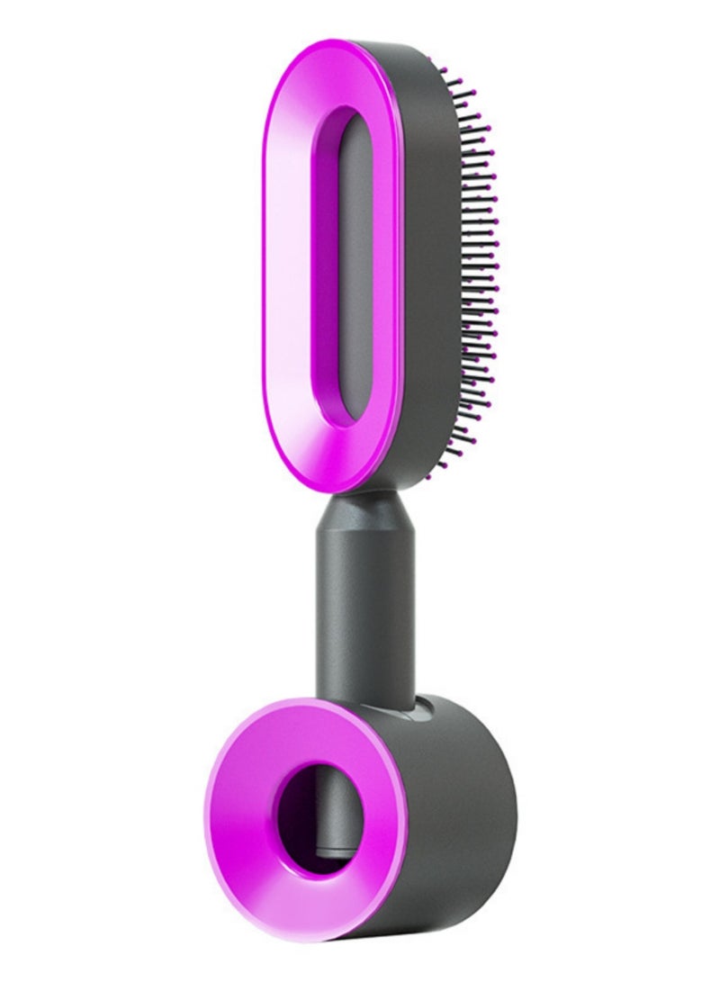 NOVOLAN NOVOLAN Air Cushion Comb, Air Bag Comb, Women Special Long Hair Anti-Hair Loss Massage Comb, Curly Hair Comb, One-Touch Cleaning Mechanism, Included Storage Base, Portable & Travel-Friendly (purple) - Image 1