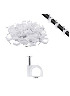 Duravel Duravel Electrical Cable Wire Round Clips, Steel Nails Tacks Holder for Organizing Electric Wires Cables Lines - White (8mm - 100Pcs)  - Image 2