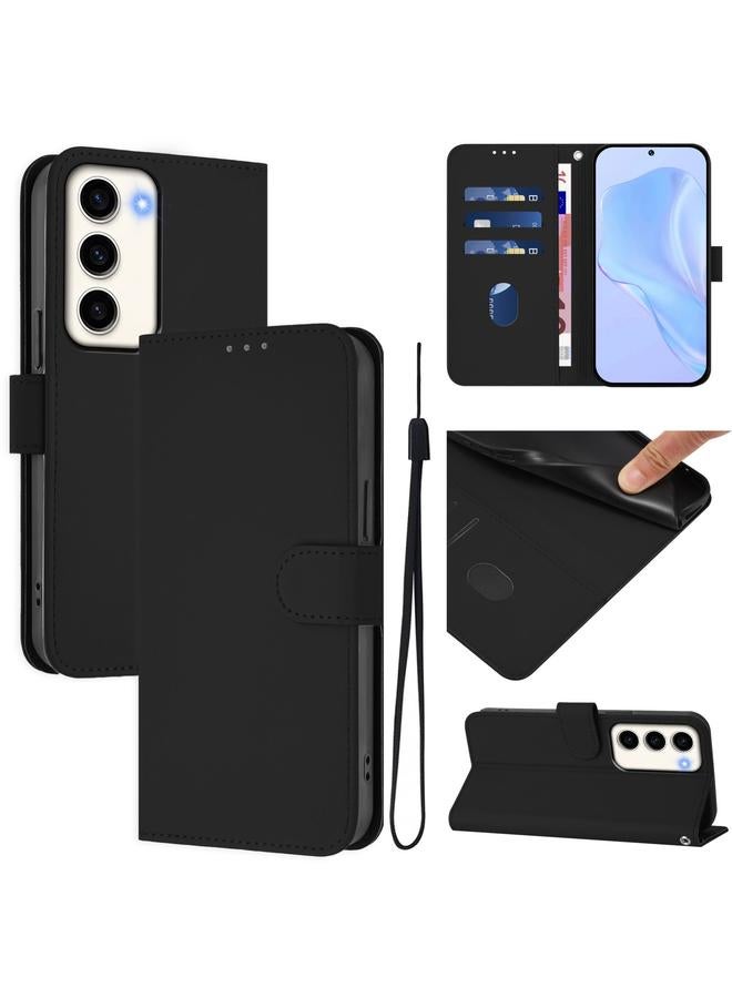 S-TOP Case For Samsung Galaxy S23 5G Skin Feel Solid Color Leather Phone Case with Lanyard - Image 1