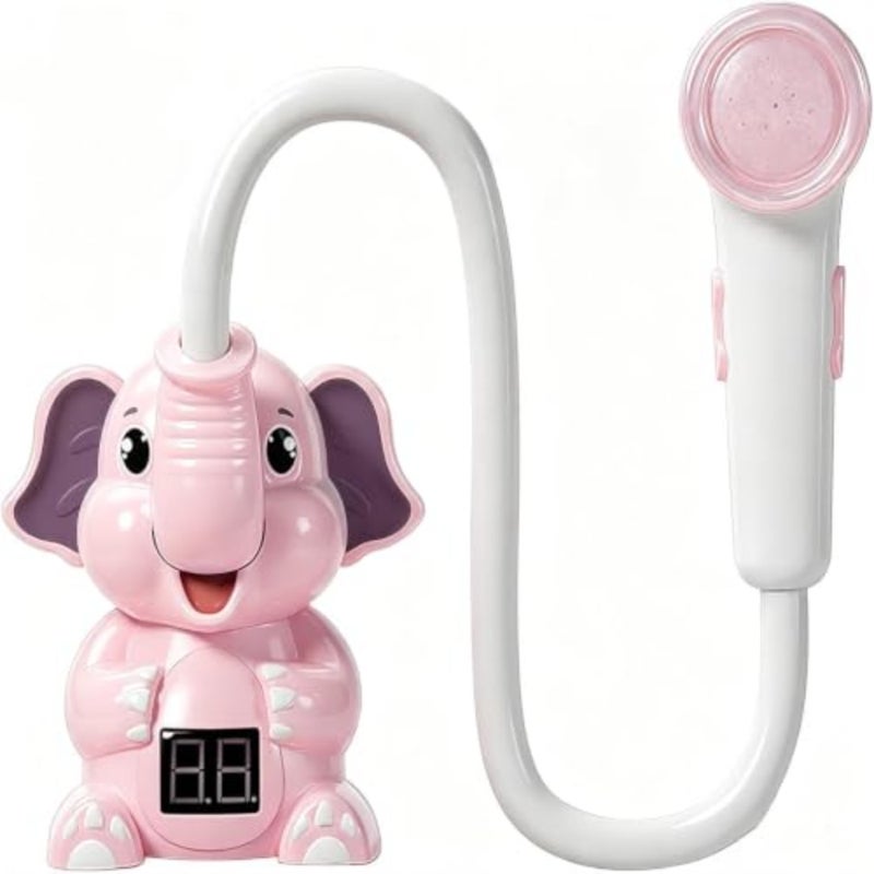 Smart Baby Showerhead with Digital Elephant Design Gentle Water Flow for Infant Bathing Mcl816 Pink, 17.5x12x9cm - Image 1