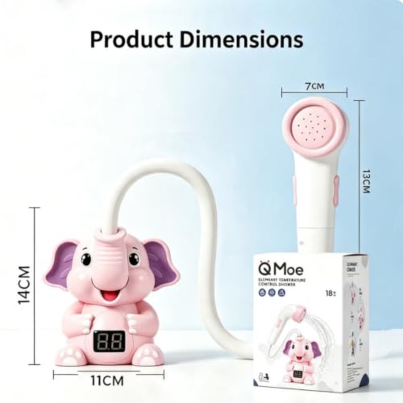 Smart Baby Showerhead with Digital Elephant Design Gentle Water Flow for Infant Bathing Mcl816 Pink, 17.5x12x9cm - Image 2
